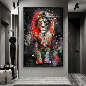 Tableau animaux colorés : peinture animaux pop art multicolore